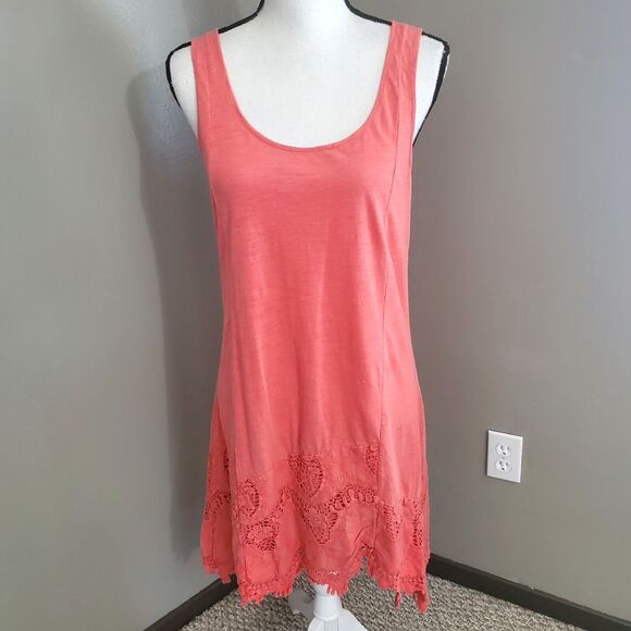 Garnet Hill Dress Women's Size Small Rust Orange Sleeveless Embroidered Cotton - Picture 1 of 11